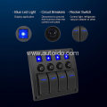 WATERPROOF 4 GANG BLUE LED ROCKER SWITCH PANEL